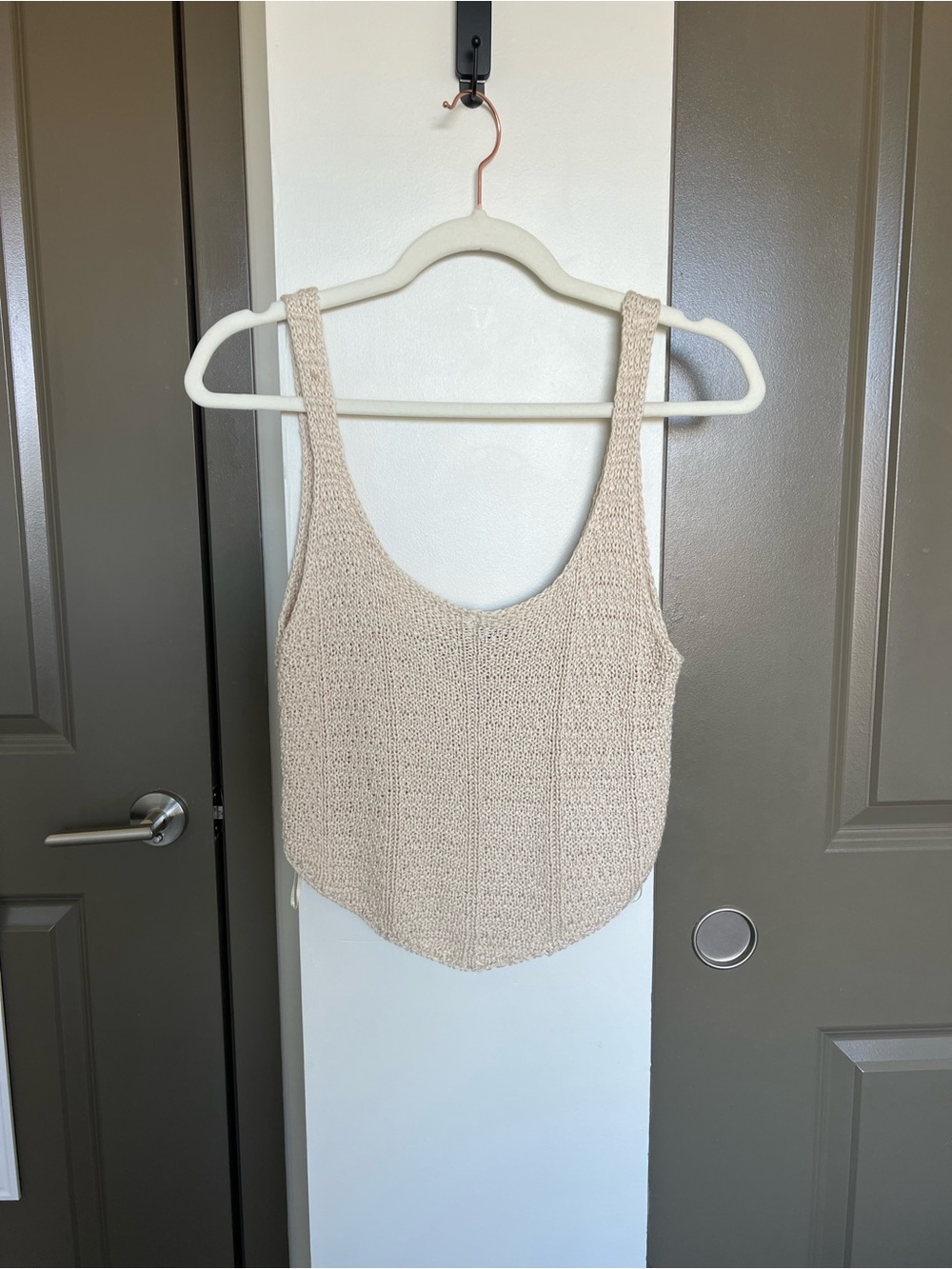 Tan Knit Crochet Tank Top - Cotton Candy LA - M